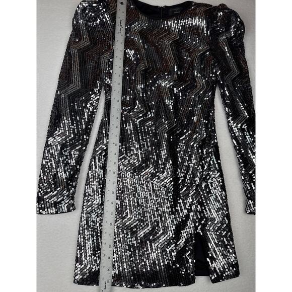 Revolve X Michael Costello Leanne sequin mini dress size S silver black - Picture 7 of 11